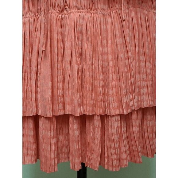 🧡 CURRENT AIR Maude Smocked Tiered Elastic Waist Orange Coral Mini Dress SIZE S - Picture 12 of 15